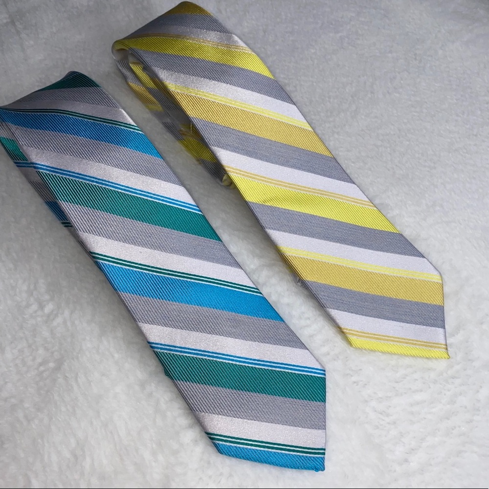 Two Express Ties  100% Silk Stripes